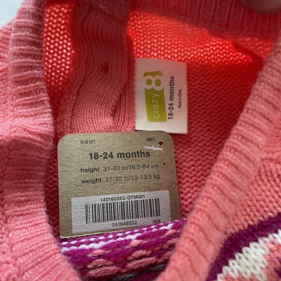 NEW Crazy8 Coral Pink Knit Sweater Dress Size 18-24 Months - Picture 4 of 5